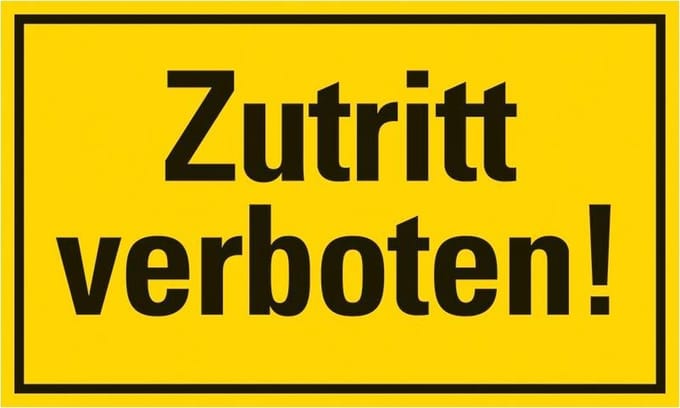 Pickup kunststoff Schild 25x15 cm ZUTRITT VERBOTEN