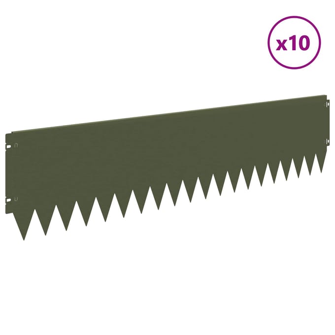 vidaXL - Gazonrand - 10 - st - 103 - x - 25 - cm - Staal - Olijfgroen