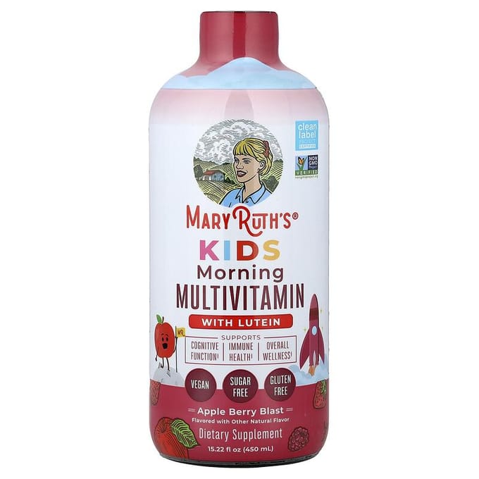 Kinderen, Ochtend Multivitamine Met Luteïne, Appel Bessen Knaller, 15,22 fl oz (450ml)