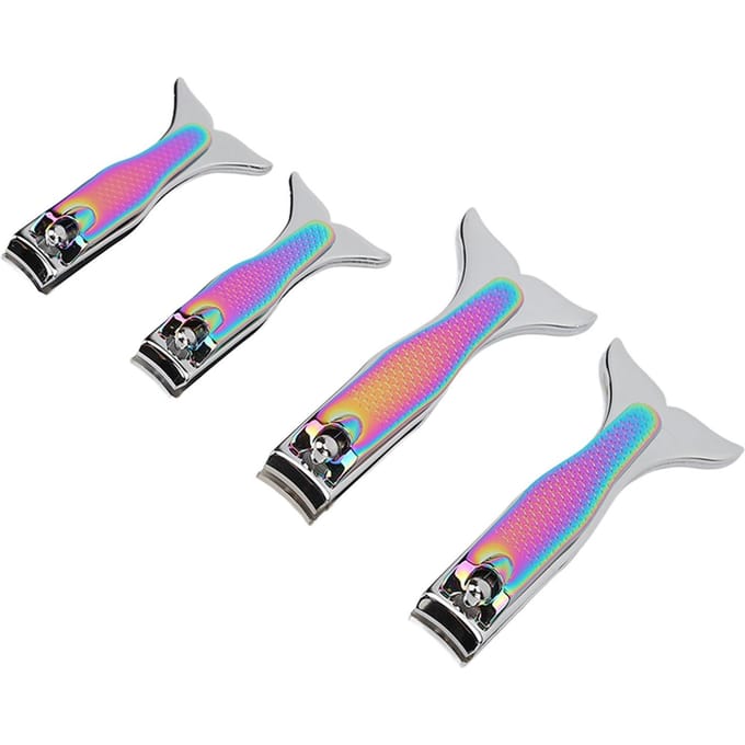 4 stuks Vissenstaart Nagelknipper Set Roestvrij Staal Galvanisch Gecoat Nauwkeurig Knippen Lang Handvat Draagbaar white