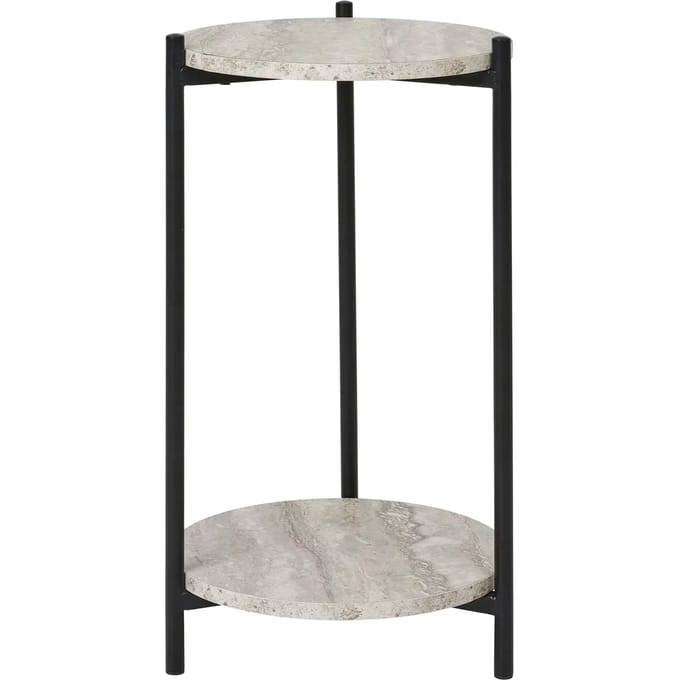 Leuven Bijzettafel Ø27cm beige travertin decor.