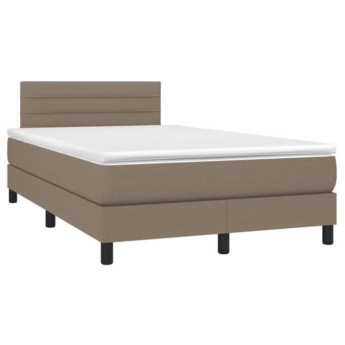 vidaXL - Boxspring - met - matras - en - LED - stof - taupe - 120x200 - cm