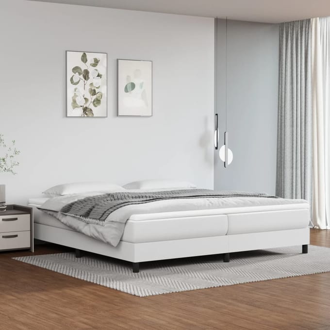 vidaXL - Boxspring - bed - kunstleer - wit - 200x200 - cm