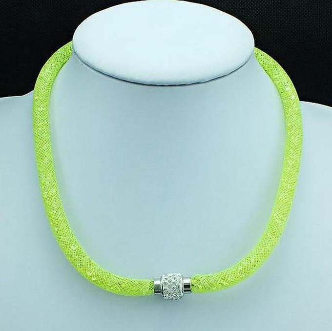 Fako Bijoux® - Ketting - Sterrenstof - Disco Dots - Geel/Wit