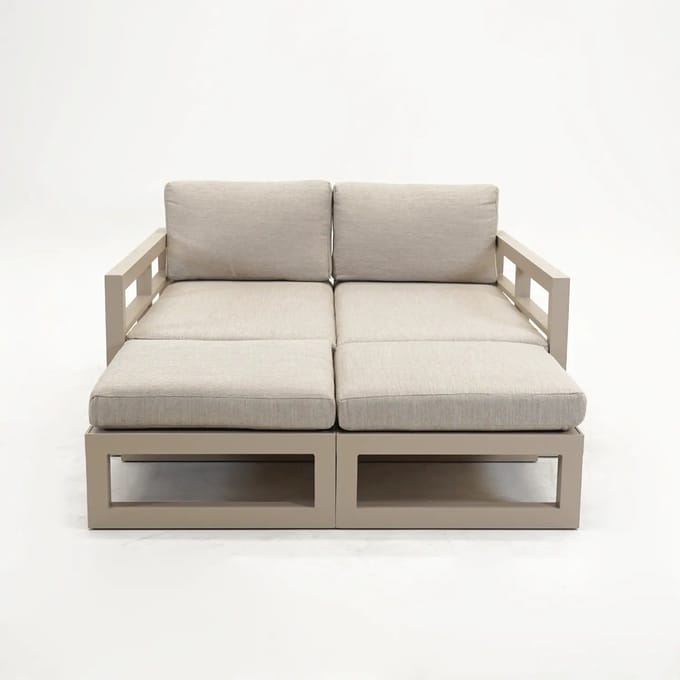 Vita Grosso 4-zits bank + 2x hocker beige