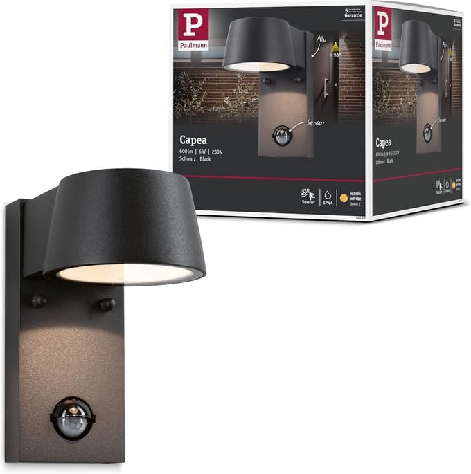 LED Buitenlamp met Bewegingsmelder IP44 voor Wandmontage, Grijs Aluminium