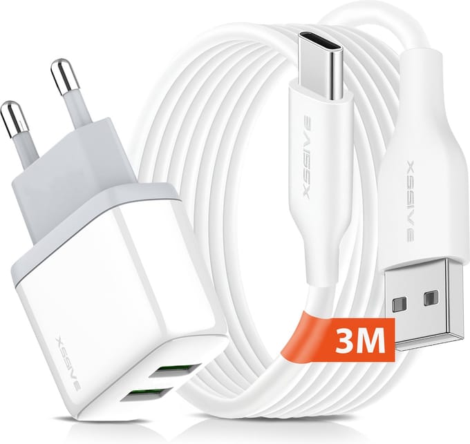 USB Adapter + USB-A naar USB-C Kabel 3 Meter - Universeel
