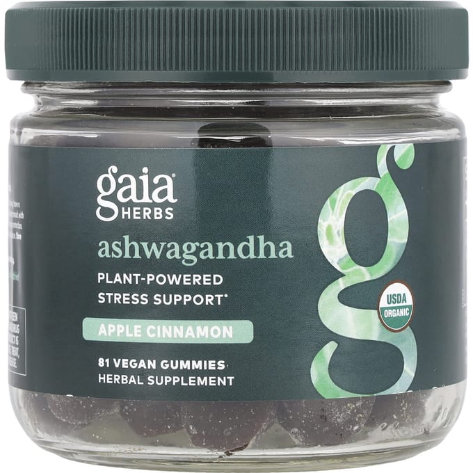 Gaia Herbs, Gommes d'Ashwagandha, Pomme Cannelle, 81 Gommes Véganes