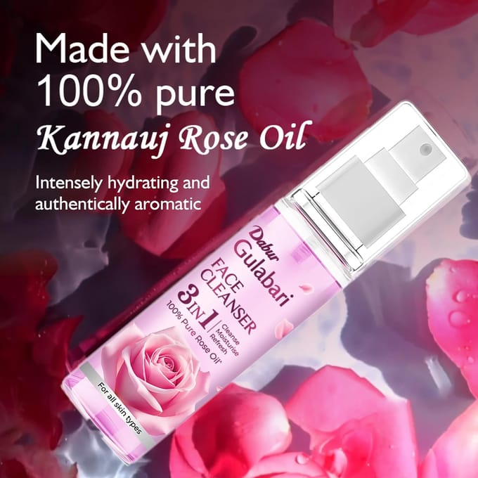 Dabur Gulabari Nettoyant Visage Éclat Rose 100 ml Pack de 1, Lotion Tonique Hydratante & Hydratant white