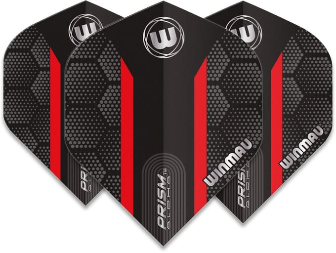 Winmau Prism Alpha Extra Thick Black & Red Stripe - Dart Flights