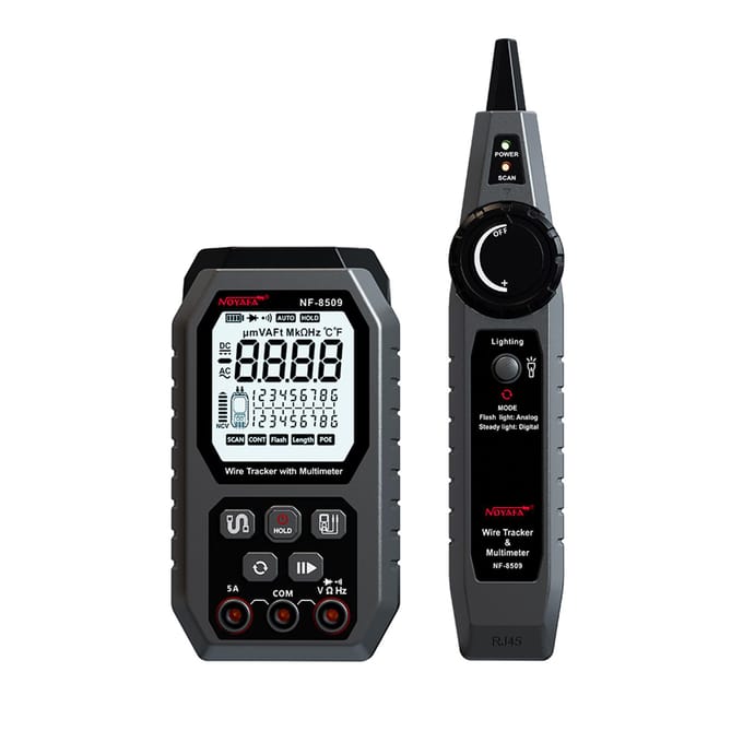NOYAFA Netwerkkabeltester Kabelzoeker met Multimeter Multifunctionele Ethernet Kabelzoeker DC zwart