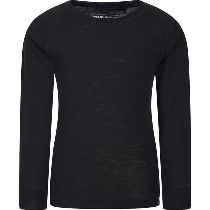 Mountain Warehouse Kinder/Kids Merino II Ronde Hals Base Layer Top (Zwart)