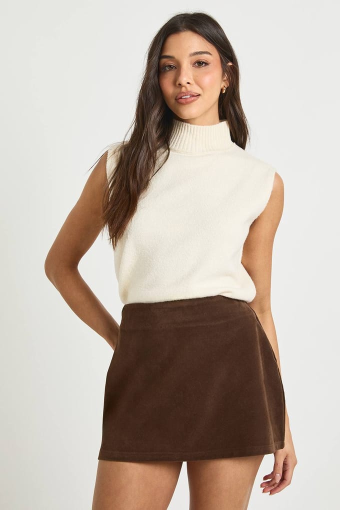 boohoo Dames Suede-look minirok | Chocolate | Maat: 8