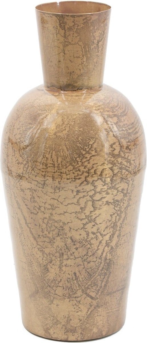 HomeBound by KY | Vaas metaal peach marble | bloemenvaas | 9x18,5x41cm