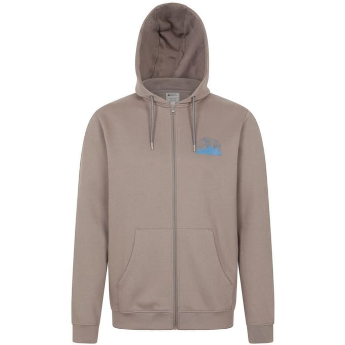 Mountain Warehouse Heren Graphic Textured Volledige Ritssluiting Hoodie (Bruin)