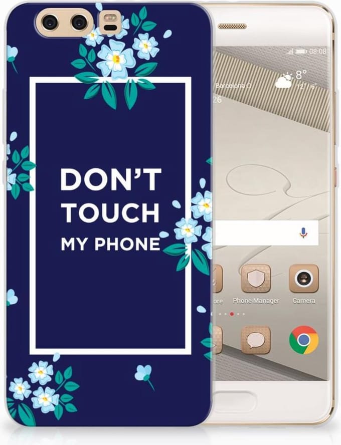 Huawei P10 Plus Silicone-hoesje Flowers Blue DTMP