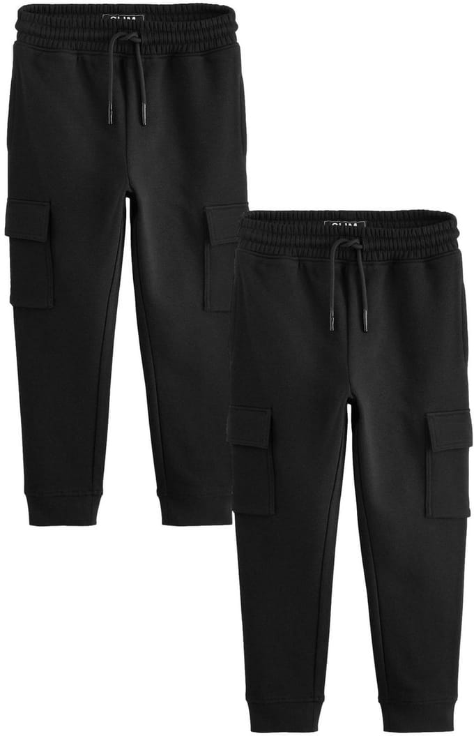 Next - Jongens - Set van 2 slim-fit cargojoggingbroeken - Zwart