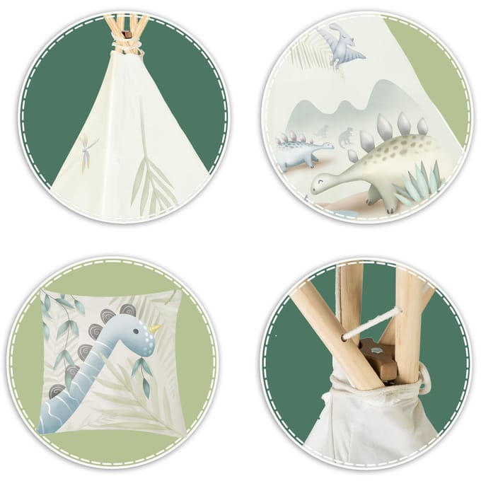 Nukido Tipi Tent Voor Kinderen - Dinosauriërs