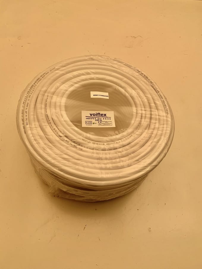 VSBV - Kabel 3 x 2,5 - 100 meter - wit - 3 aderig