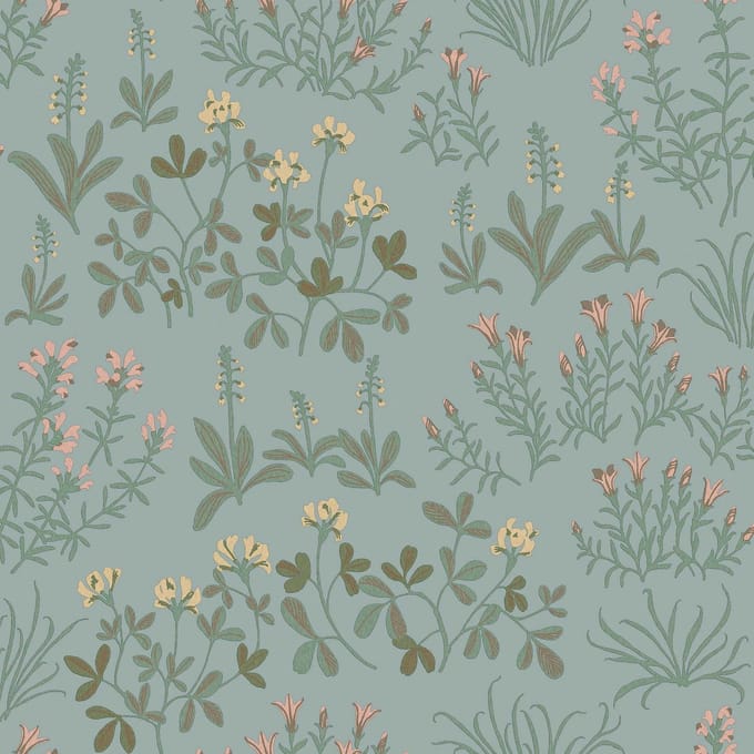 Boråstapeter Vliesbehang 5802 - Nordic Folks - Botanisch Blauw - 53cm x 10.05m