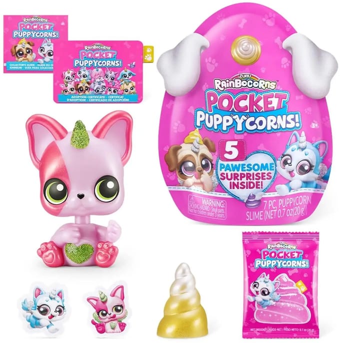 Rainbocorns Pocket Puppycorns - Bevat 5 verassingen - 1 Pocket Puppy Bobblehead