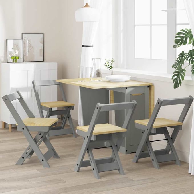 vidaXL - Klapstoelen - 4 - stuks - "Corona" - Grijs - Massief - Grenenhout