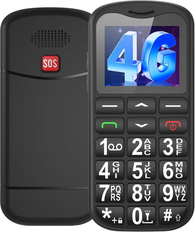 4G Senioren Mobiele met Grote Toetsen, SOS-knop