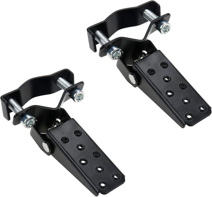 Motorcycle Foot Pedals - Folding Foot Pegs - Passenger Footrests - Clamp-On Type - Universal Fit - Chrome Plated