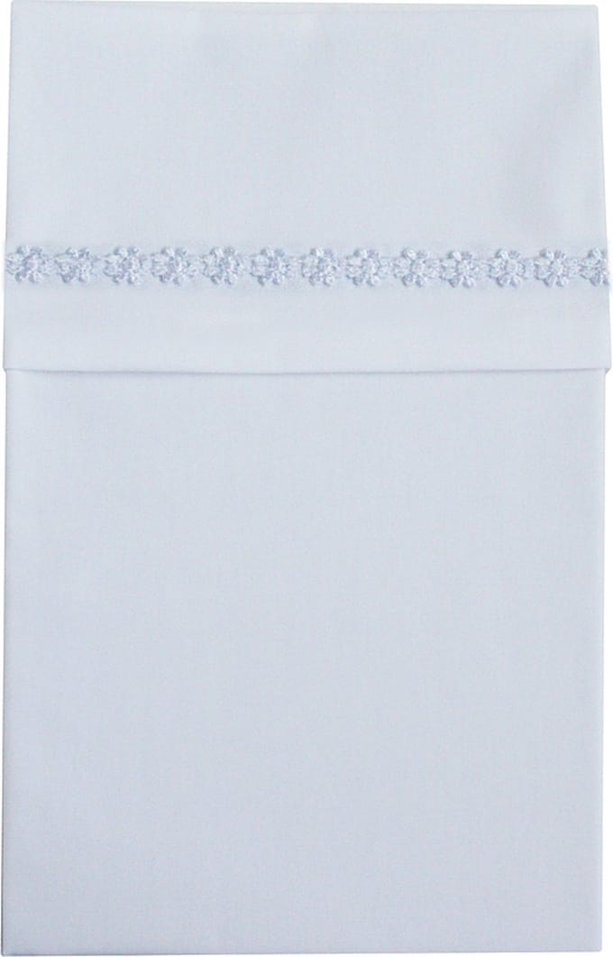 Cottonbaby ledikantlaken - bloemrand - wit - 120x150 cm