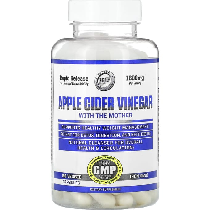Hi Tech Pharmaceuticals, Appelciderazijn met Chomo, Directe Afgifte, 800mg, 90 Veggie Capsules