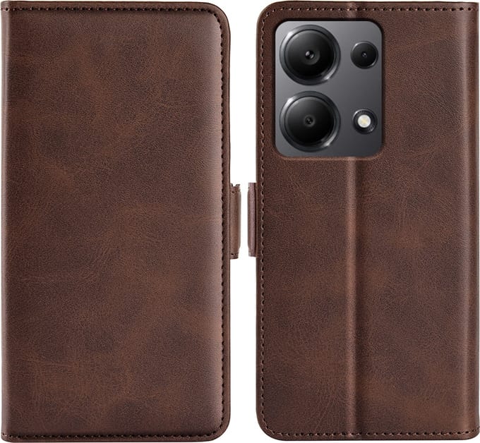 MobyDefend Hoesje - Geschikt voor Xiaomi Redmi Note 13 Pro 4G - Luxe Wallet Book Case (Sluiting Zijkant) - Bruin