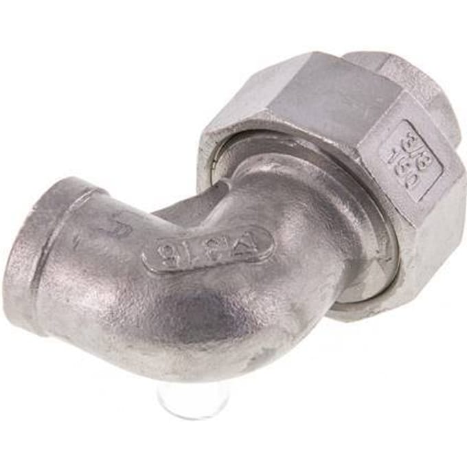 90° Aansluiting Wartelmoer Rp3/8'' Binnendraad RVS Conische Afdichting 16bar