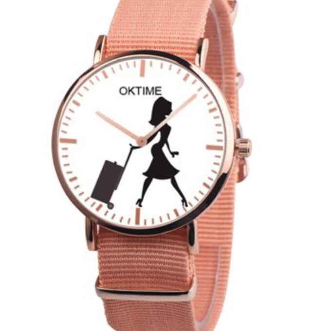 Hidzo Horloge Oktime Reizen Ø 41 - Rose - In Horlogedoosje
