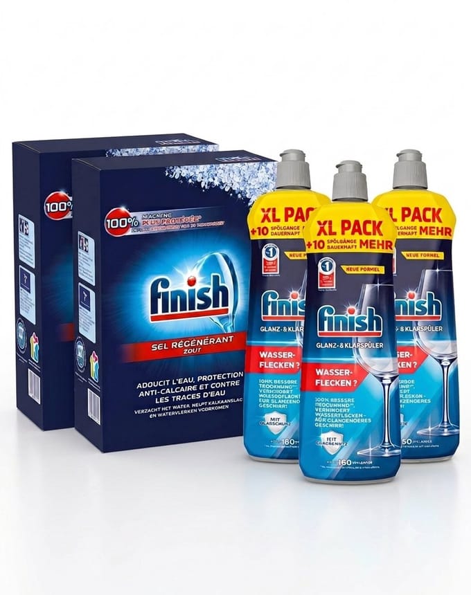 Finish Vaatwaszout 2x4 kg + Finish Glansspoelmiddel Regular 3x800 ml - Comboverpakking