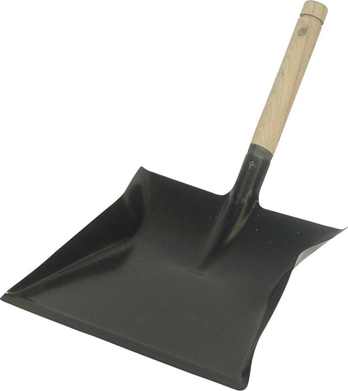 Stofblik metaal zwart houten steel 23x22 cm