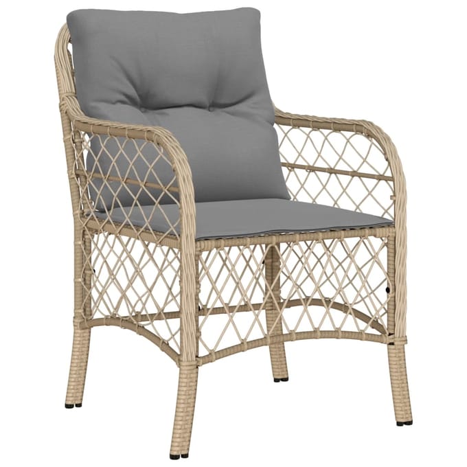 vidaXL - 5-delige - Tuinset - met - kussens - poly - rattan - gemengd - beige