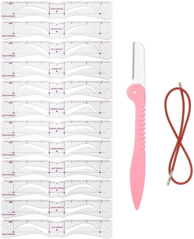 Wenkbrauw Vormgevings Sjabloon - Make-up Accessoires - Perfecte Wenkbrauwen - Instelbare Elastische Band - 12 Stencils - Niet Gespecificeerd