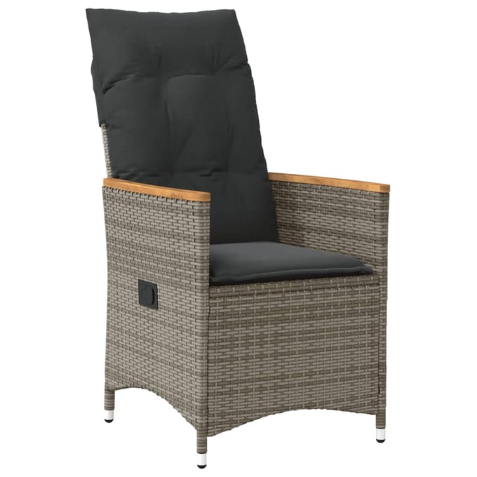 vidaXL - Tuinstoelen - 2 - st - verstelbaar - met - kussens - poly - rattan - grijs