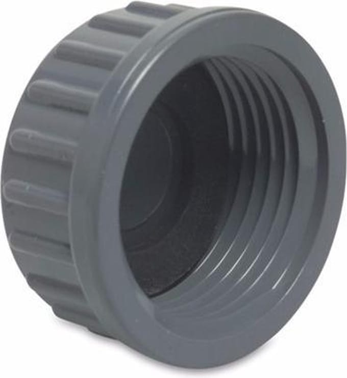 Mega Eindkap PVC-U 1/2" binnendraad 10bar grijs type vlak