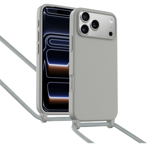 ShieldCase Hoesje met telefoonkoord (grijs) geschikt voor iPhone 17 Pro - Slanke valbescherming