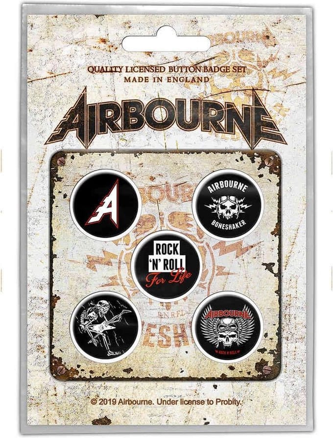 Airbourne - Boneshaker Badge/button - Set van 5 - Multicolours