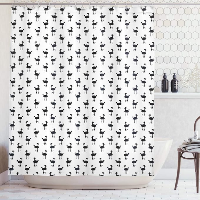 ABAKUHAUS – Zwart-wit douchegordijn – Polyester – 175x240 cm