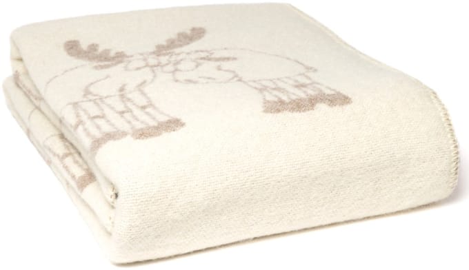 WOOOL Wollen Deken - MOOSE Friends (Beige) - 130x200cm - Omkeerbaar