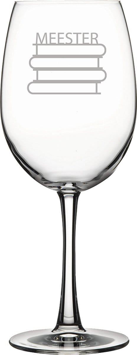 Gegraveerde Rode wijnglas 46cl Meester met boeken