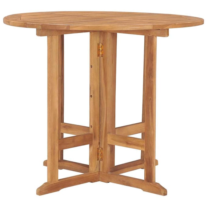 vidaXL - Tuintafel - inklapbaar - Ø - 90x75 - cm - massief - teakhout