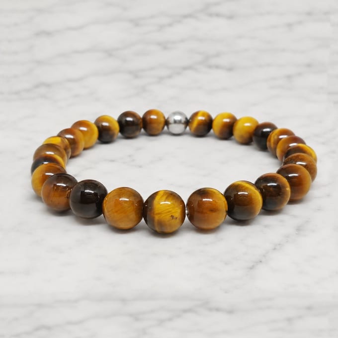 Mei's - Handmade Gems - armband dames - tijgeroog bruin - polsmaat 16 cm