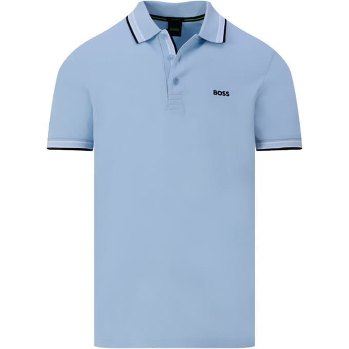 Lichtblauwe poloshirt Boss Green Paddy korte mouw katoen