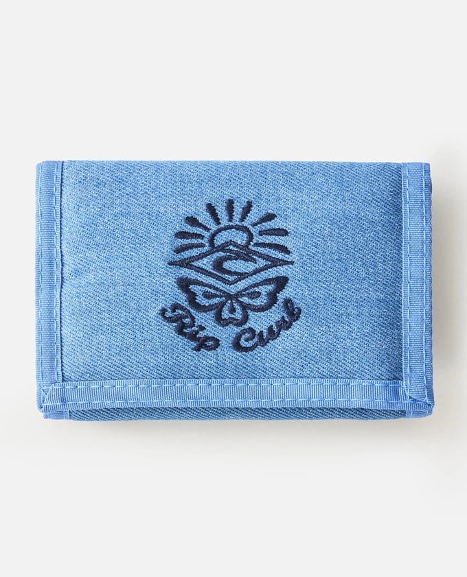 Rip Curl Distressed Denim Wallet - Mid Blue