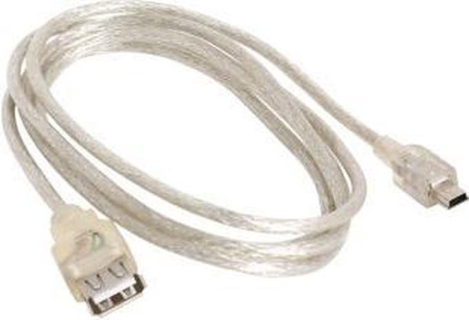 USB adapter Mini USB 5-pin mannelijk >USB 2.0 l=150cm