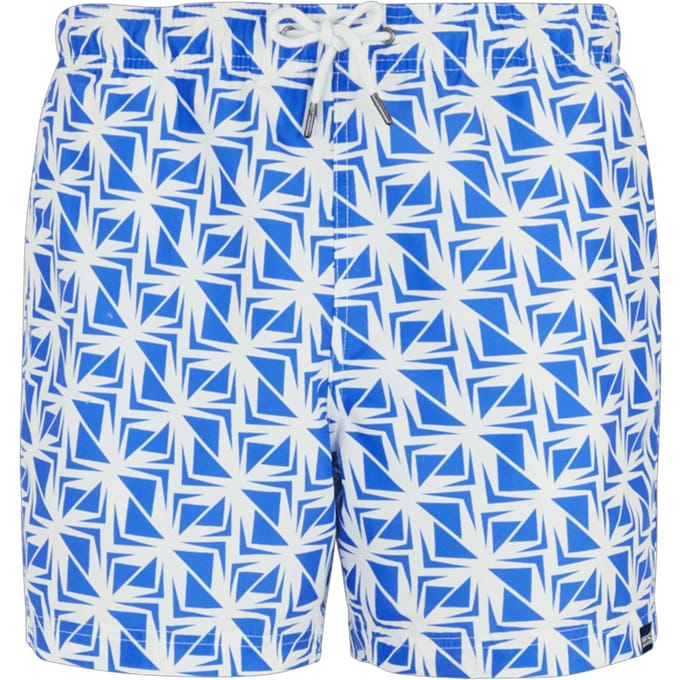 Regatta Heren Loras Geometrische Zwemshorts (Wit/Sonisch Blauw)